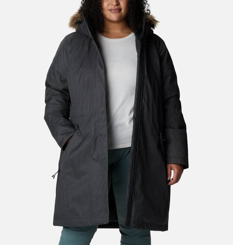 Women's Columbia Juniper Ridge Omni-Heat Infinity Down Parka Jackets Black | Plus Size CA-L31C8